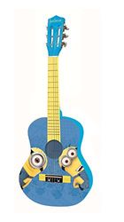 Lexibook Universal Verschrikkelijke ikke Minions houten akoestische gitaar, Leergids inbegrepen, Blauw/Geel, K2000DES