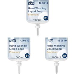 Tork Hand Washing Liquid Soap - 420810 - Extra Hygienic, Fat Dissolving Soap for S1/S11 Dispenser Systems - Premium Quality, Fragrance-free, 1 x 1000 ml (Pack of 3)