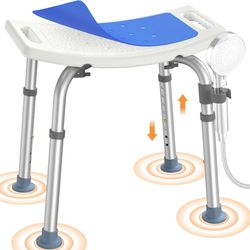 Luckfaith Shower Chair with Adjustable Height – Non-Slip Bathroom Shower Stool and Lightweight Shower Seat for Disabled, Seniors & Pregnant with Limited Mobility