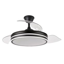 Eden pulse ventilator, zwart, 72 W, 6120 lm, 3 uitklapbare vleugels, 6 snelheden, instelbare temperatuur, 32/47 x 49/108 cm