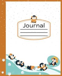 7.5x9.25 Blank Journal, Penguin Friends: Cute gift for girls, teens, women, coworkers