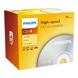 Capa Philips CD-R 80Min/700 MB / 52X jóias (10 Disc)
