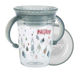 Nûby - Taza mágica de tritan con asas 360, 240 ml - gris