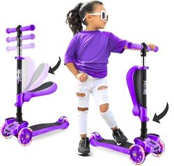 Hurtle Trottinette Enfant, Trottinette 3 Roues, Patinette Enfant Pliable avec Hauteur Ajustable, Plateau Antidérapant, LED Roues Lumineuses, Trottinette pour Fille/Garçon de 2 à 12 Ans