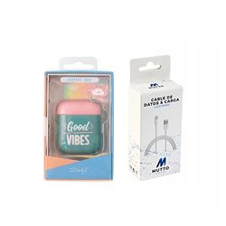 Pack Funda Airpods Good Vibes + Cable Datos USB-Lightning