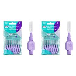 TePe Brossettes interdentaires Extra Soft - Nettoyage en douceur des espaces interdentaires - 1 x 8 brossettes - Diamètre 1,1mm - Violet (Lot de 2)