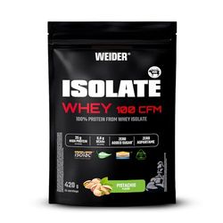 Weider Isolate Whey 100CFM (420g) Goût Pistache, 100% Isolat de Protéines de Lactosérum 25g /Portion, Avec Enzymes Digestives, Sans Sucres Ajoutés, ni Aspartame, Faible teneur en Graisses, 14 portions