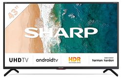 Sharp Aquos 43BN6E - 43" Smart TV Frameless, 4K Ultra HD Android 9.0, Wi-Fi, DVB-T2/S2, 3840 x 2160 Pixels, Nero, suono Harman Kardon, DOLBY ATMOS, 4xHDMI 3xUSB, 2020