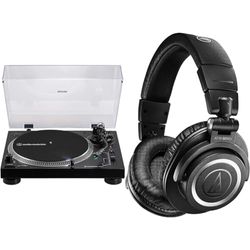Audio-Technica LP120xBTUSB Direct-Drive Turntable (Bluetooth & USB) Black & M50xBT2 Wireless Headphone Black