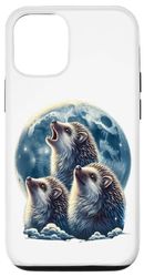 Carcasa para iPhone 13 3 Moon Hedgehog Divertidos tres erizos aullando en la luna
