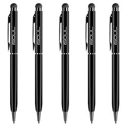 iSOUL Stylus Pen Stylus Touchscreen Pen [5 Pack] Pens for Touch Screens iPad, iPad 10.2 inch 2020 (8th Gen), iPhone, Samsung Galaxy, OnePlus, Google Pixel, Tablets & More Black Metal Ballpen Stylus