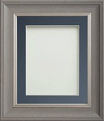 Frame Company Drummond Range Gunmetal Grey 10x8 inch Picture Photo Frame with Blue Mount for Image 8x6 inch * Choice of Sizes* Fitted with Real Glass