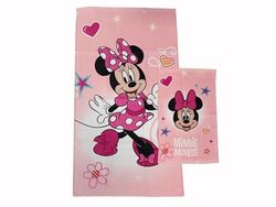 Minnie Mouse Disney, Asciugamani Bagno in Spugna, Set 2 Asciugamani Bagno, Asciugamano Viso, Asciugamano Bidet, Rosa, Cotone, 100 Percento, Set 2 pezzi, Prodotto Ufficiale