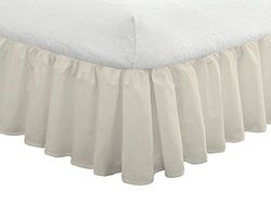 FRESH IDEAS Bedding Ruffled Bedskirt, Classic 14” drop length, Gathered Styling, Queen, Ivory (FRE30114IVOR03)