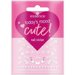 essence today's mood: cute! stickers, white, covering, express result, easy to remove, nanoparticles free, confezione da 1 (44 pieces)