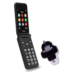 TTfone TT760 4G USB-C Mobile Phone for the Elderly, Simple and easy to use flip folding cell cheap and easy to use, O2 Pay as you go (Black, with Dock Charger)