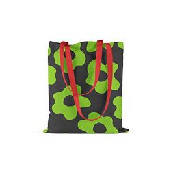 Bonamaison Printed Tote Bag, Reusable Grocery Bag, Shopping Bag, Machine Washable, Foldable, Canvas Cloth Bag with Red Handles, Size: 34x40 Cm