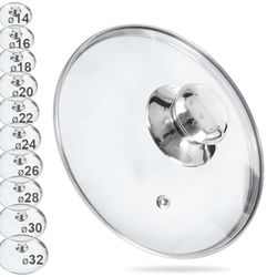 Orion Couvercle en verre avec bord en acier inoxydable pour casserole et poêle Ø 16 cm Verre résistant à la chaleur 200 °C