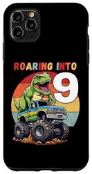 Custodia per iPhone 11 Pro Max T Rex Dinosaur Monster Truck 9° compleanno ragazzi e ragazze