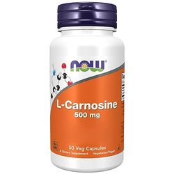 Now Foods, L-Carnosine (Beta-Alanil-L-Histidina), 500mg, 50 Cápsulas vegetales, Testado en Laboratorio, Sin Gluten, Vegetariano, Sin Soja, No GMO
