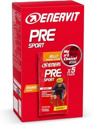 Enervit Pre Sport Naranja, Gelatina Energética, Para Utilizar Antes de la Actividad Física, Fórmula Innovadora con 25g de Carbohidratos, Vitamina B1, Sabor Naranja, Sin Gluten, Vegano, 5 Pack de 45g