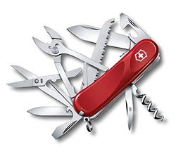 Victorinox, fickkniv, Evolution S52, 85 mm, röd, Swiss Army-kniv med 20 funktioner, blad, konservöppnare, skruvmejsel 3 mm, korkdragare, låsblad