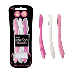 WILKINSON SWORD - Intuition Eyebrow Shaper for Women | Facial Hair Remover and Trimmer | Exfoliating Dermaplaning Tool | Pack of 3 Disposable Razors