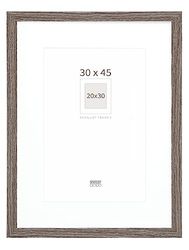 Deknudt Frames Fotolijst met passe-partout - grijs houtkleur - S66KH3 P1 30 x 45 cm voor afbeelding 20 x 30 cm - fotolijst hout MDF - foto's ophangen