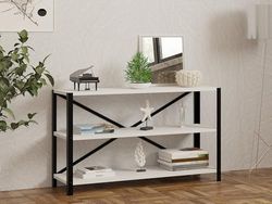 Snygg vit bokhylla, 103 cm x 60 cm x 29,5 cm | 100% melaminbelagd partikelbräda och metallram, 18 mm tjock | Perfekt för modernt hem och kontor