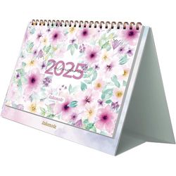 Kalender 2025 Bordskalender - Månadsöversikt Januari till December, Spanska och Engelska, Storlek 21,5 x 15,5 cm, Med Månatliga och Årliga Planer, Dubbelsidig Ringbindning - Takenote Valentina