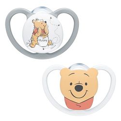 NUK Ciuccio Space | 6-18 mesi | Succhietti con extra ventilazione | Silicone senza BPA | Disney Winnie the Pooh | 2 pezzi