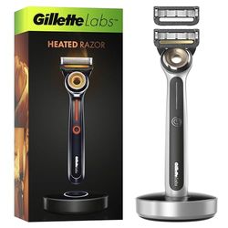 Gillette Labs Heated Men's Razor + 1 Razor Blade Refill, FlexDisc Technology, 100% Waterproof, Gifts for Men, 2 Pin UK Plug