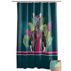 Douceur d'Intérieur Douceur d'Interieur Marty Shower Curtain with Hooks, Multi-Colour, 180 x 200 cm