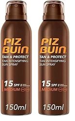 PIZ BUIN Protector Solar Aceite en Spray SPF15, Tan & Protect Acelerador de Bronceado de Protección Media, con Protección UVA/UVB, 150 ml (Paquete de 2)