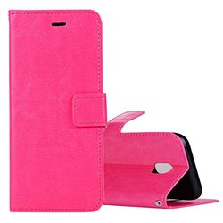 Carcasa de telefono for Galaxy J5 (2017) (versión de la UE) Crazy Horse Texture Horizontal Flip Funda de Cuero con Soporte y Ranuras for Tarjetas y Billetera y Marco de Fotos (Negro)