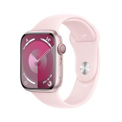 Apple Watch Series 9 GPS + Cellular 45mm Smartwatch con cassa in alluminio rosa e Cinturino Sport rosa confetto - S/M. Fitness tracker, app Livelli O₂, display Retina always-on