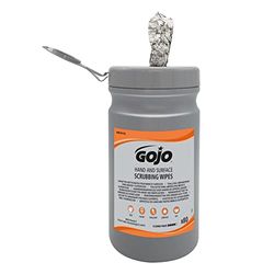 GOJO HEAVY-DUTY HAND AND SURFACE SCRUBBING WIPES, 80 Count Canister. Remove soils from oil and grease to petrol and diesel. Good skin compatibility