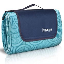 ZOMAKE Grote picknickdeken waterdicht, 200 x 200, picknickmat voor buiten, opvouwbare dekens voor camping, strand, tuin, park - extra groot picknicktapijt (pauwblauw)