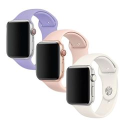 Friendly License - Set van 3 armbanden compatibel met Apple Watch 38-40-41 mm - Gemaakt van duurzame siliconen - wit, roze en paars - pin and tuck sluiting - Apple Watch armband