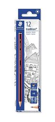 Staedtler Tradition 110, Crayons à papier de haute qualité, Étui carton de 12 crayons de type HB pour écrire et dessiner, 110-HB VE