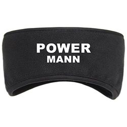 Geschenke mit Namen Powermann headband, cuddly soft, black, made from anti-pilling microfleece inner lining and hemmed edge