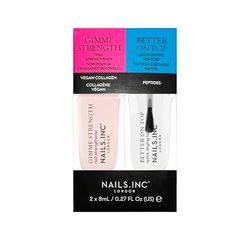 Nails.INC Mini Nail Treatment Duo, Includes Gimme Strength Nail Strengthener and Better On Top Quick Drying Top Coat, With Active Skincare Ingredients to Promote Nail Health, Cruelty Free, Vegan