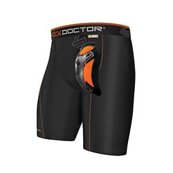 ShockDoctor Herren Tiefschutz Kompressions-Short mit Ultra Carbon Flex Cup, Black, L, 337-BK