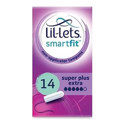 Lil-Lets Non-Applicator Super Plus Extra Tampons, 1 Pack of 14, Very Heavy Flow