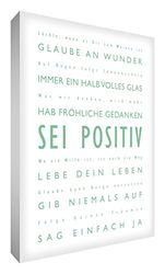 Little Helper BP2436-18RG Feel Good Art wandversiering canvas in moderne typografische stijl Sei positief, 91 x 60 cm, lichtgroen met wit