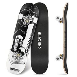Caroma Yd-618 Skateboard voor beginners, 79 cm compleet skateboard, 9 lagen, esdoornhout, Double Kick Concave Standard, 4 wielen longboard voor meisjes, jongens, volwassenen, jongeren, TYPE-10