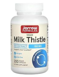 Jarrow Formulas Milk Thistle, 150mg - 200 Cápsulas Vegetales - Salud del Hígado y Antioxidante, Suplemento Natural para Desintoxicación