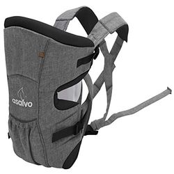 Asalvo HUG Mochila porta-bebés ergonómica, para recém-nascidos, confortável, tecido macio e lavável, fácil de usar, Melange cinzento