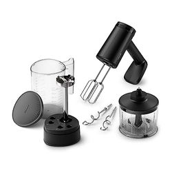 Philips Sbattitore a immersione serie 5000, Sbattitore a immersione 3 in 1, Potente motore da 500 W, Archiviazione intelligente, 5 impostazioni di velocità, Paraspruzzi, Nero (HR3781/20)