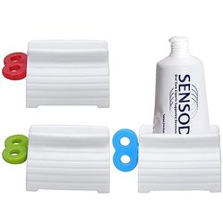 Zivacate Tandpasta Tube Squeezer, 3 Stuks Kunststof Roterende Roller Tandpasta Dispenser, Veelzijdige Tube Knijper Tandpasta Seat Houder Accessoires voor Badkamer (Rood/Groen/Blauw)